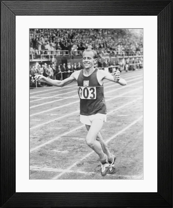 Framed Print : Emil Zatopek Finishing Track Race Framed Print : Emil Zatopek Finishing Track Race