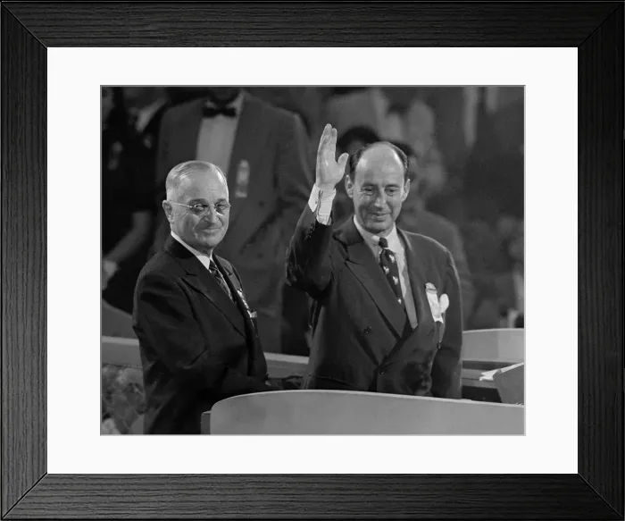 Framed Print : Adlai Stevenson Waving to Crowd at Podium with President Truman Framed Print : Adlai Stevenson Waving to Crowd at Podium with President Truman