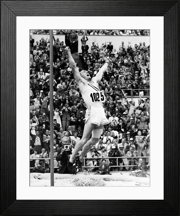 Framed Print : US Pole Vaulter Bob Richards Jumping for Joy at Olympics Framed Print : US Pole Vaulter Bob Richards Jumping for Joy at Olympics