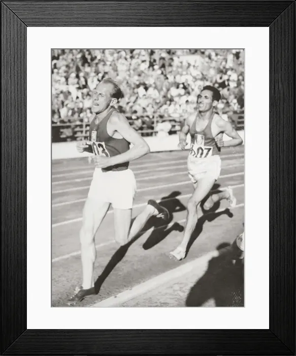 Framed Print : Emil Zatopek and Alain Mimoun During Track Race Framed Print : Emil Zatopek and Alain Mimoun During Track Race