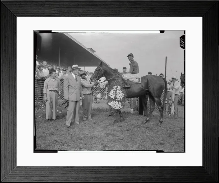 Framed Print : Trainer and Jockey with Horse in Winners Circle Framed Print : Trainer and Jockey with Horse in Winners Circle