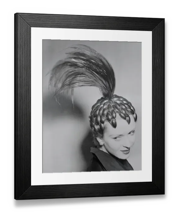 Framed Print : Woman Wearing Unusual Hat Design Framed Print : Woman Wearing Unusual Hat Design