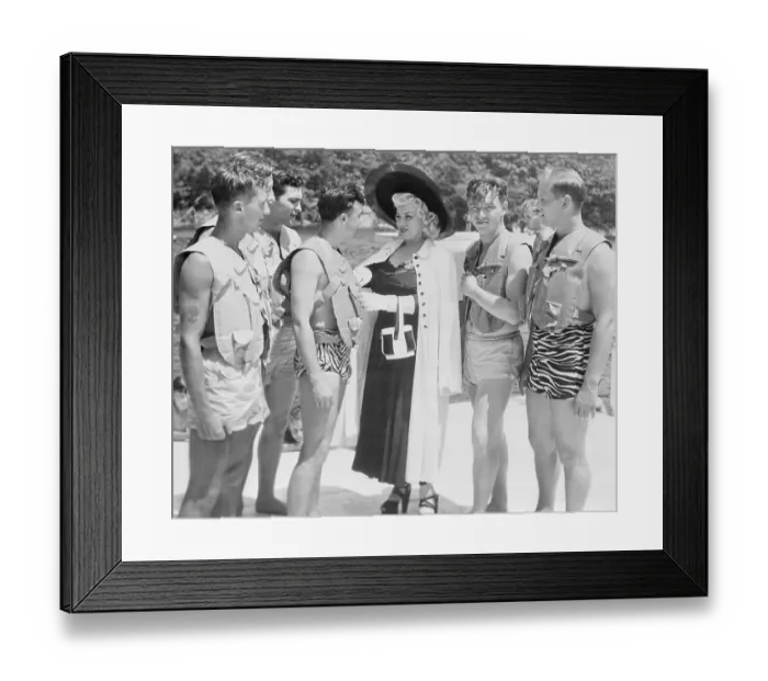Framed Print : Mae West and Soldiers Framed Print : Mae West and Soldiers