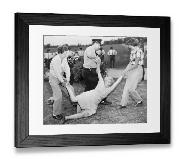 Framed Print : Authorities Dragging Evicted Woman from Home Framed Print : Authorities Dragging Evicted Woman from Home