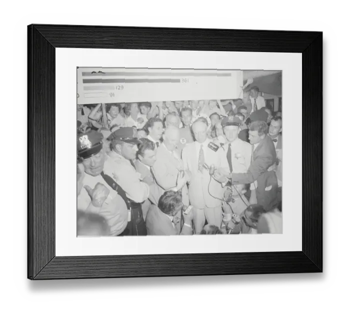 Framed Print : General Dwight D. Eisenhower and Senator Robert Taft with Press Framed Print : General Dwight D. Eisenhower and Senator Robert Taft with Press