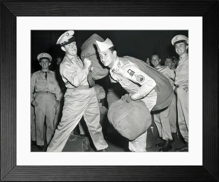 Framed Print : Soldier Loading Sergeant Down With Luggage Framed Print : Soldier Loading Sergeant Down With Luggage