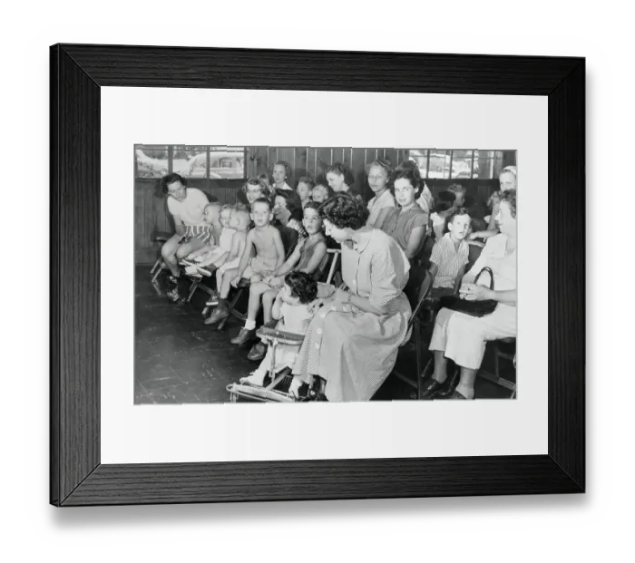 Framed Print : Mothers and Relatives with Children Gathered for Polio Vaccine Framed Print : Mothers and Relatives with Children Gathered for Polio Vaccine