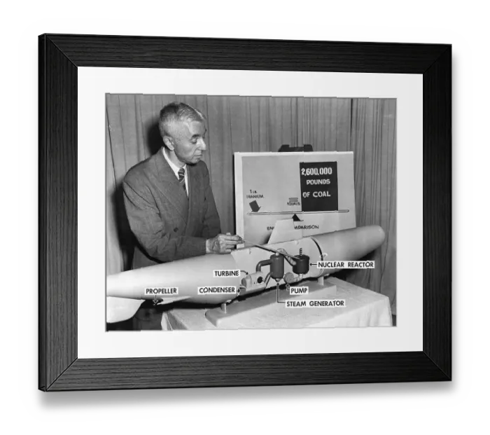 Framed Print : Engineer Hyman Rickover with Model of Nuclear Submarine Framed Print : Engineer Hyman Rickover with Model of Nuclear Submarine