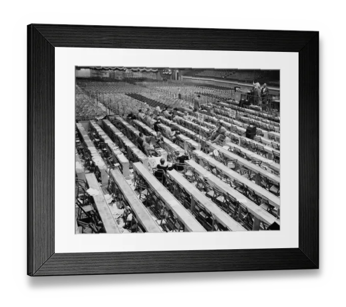 Framed Print : Reporters Remaining in Convention Hall Framed Print : Reporters Remaining in Convention Hall