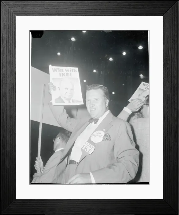Framed Print : Henry Ford II Waving Campaign Poster Framed Print : Henry Ford II Waving Campaign Poster