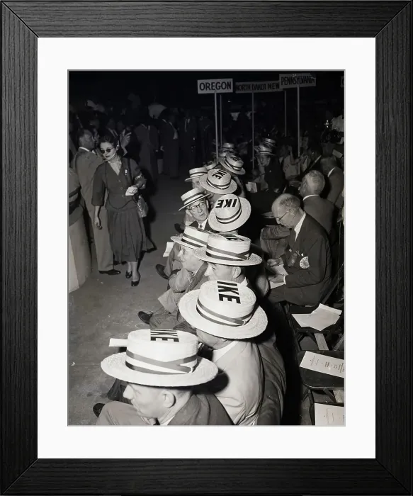 Framed Print : Seated Delegates W / Straw Ike Hats Framed Print : Seated Delegates W / Straw Ike Hats