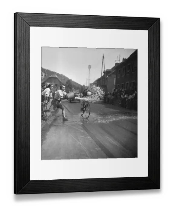 Framed Print : Bike Rider Getting Splashed With Water Framed Print : Bike Rider Getting Splashed With Water
