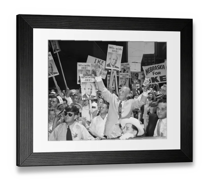 Framed Print : General Eisenhower with Arms Raised Framed Print : General Eisenhower with Arms Raised