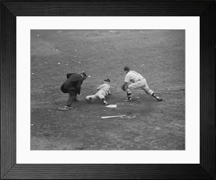 Framed Print : Mickey Mantle Sliding into Home Base Framed Print : Mickey Mantle Sliding into Home Base