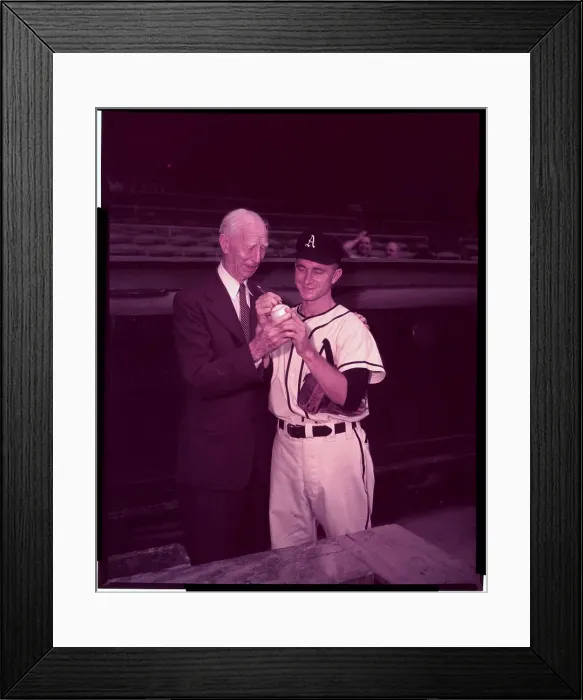 Framed Print : Bobby Shantz in Uniform with Connie Mack Framed Print : Bobby Shantz in Uniform with Connie Mack