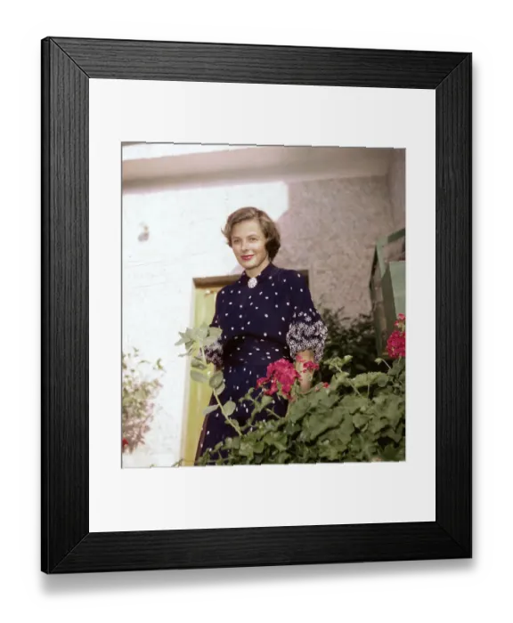 Framed Print : Ingrid Bergman Standing in Rose Garden