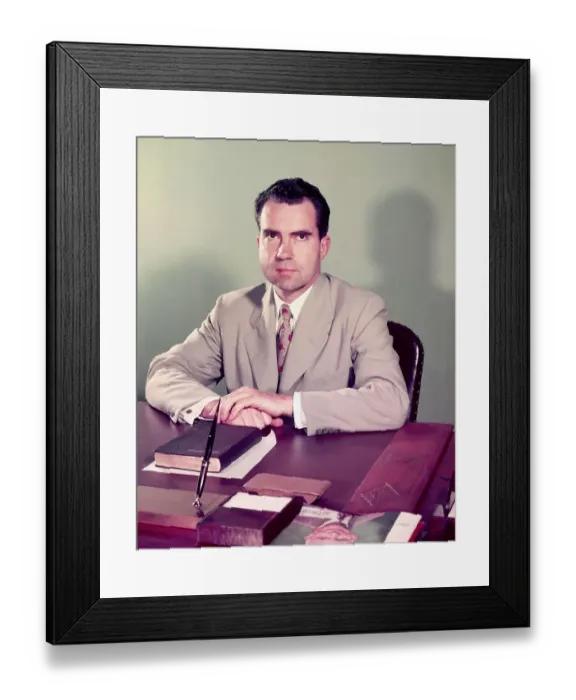Framed Print : Senator Richard Nixon Sitting at Desk Framed Print : Senator Richard Nixon Sitting at Desk