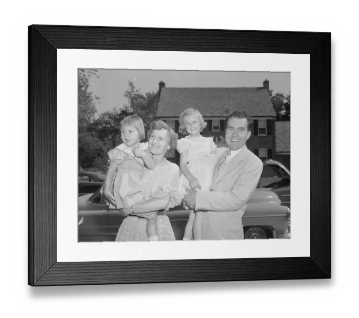 Framed Print : Nixon Family in Front of House Framed Print : Nixon Family in Front of House