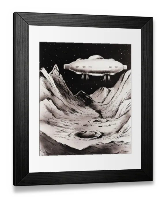 Framed Print : Spaceship Landing on the Moon Framed Print : Spaceship Landing on the Moon