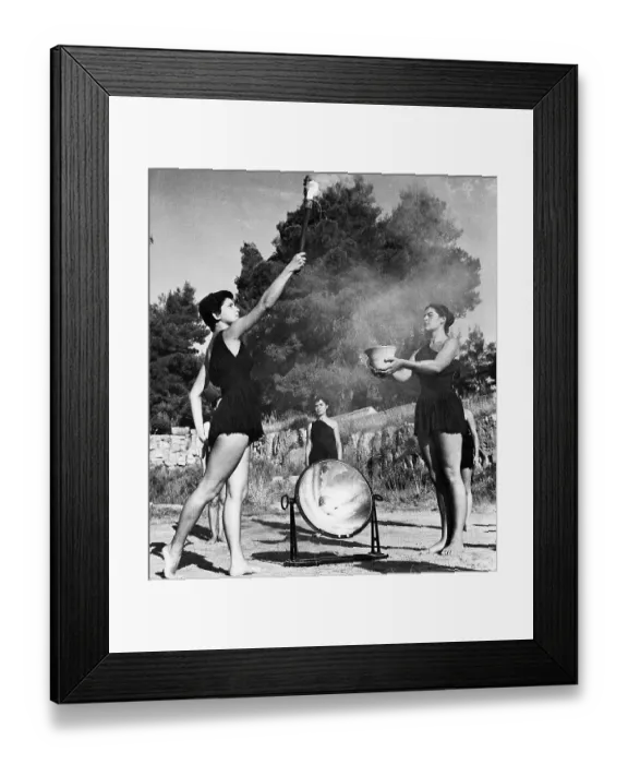 Framed Print : Greek Girls Lighting Olympic Flame Framed Print : Greek Girls Lighting Olympic Flame