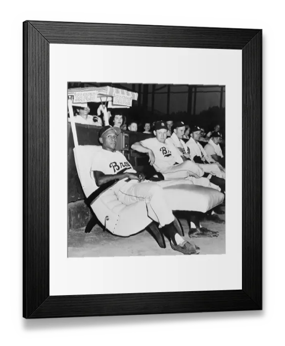 Framed Print : Satchel Paige Sitting in Easy Chair in Bullpen Framed Print : Satchel Paige Sitting in Easy Chair in Bullpen