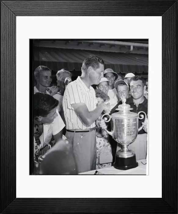 Framed Print : Jim Turnesa Accepting PGA Trophy