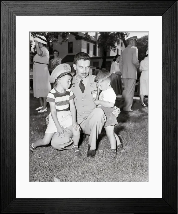 Framed Print : Captain Showing Children His Medal