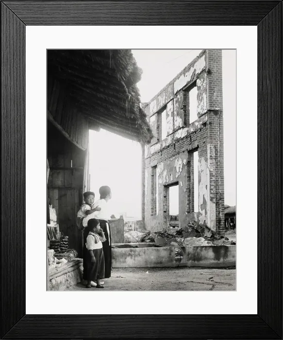Framed Print : Mother And Children In Ruins Of Uijongbu Framed Print : Mother And Children In Ruins Of Uijongbu