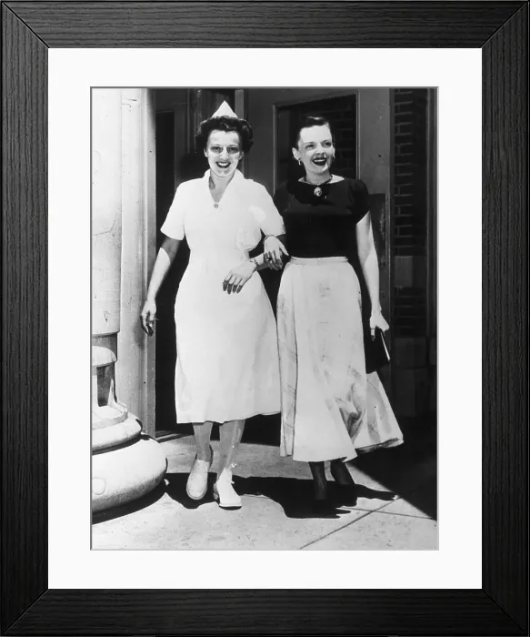 Framed Print : Judy Garland and Nurse Leave Hospital Framed Print : Judy Garland and Nurse Leave Hospital