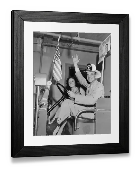 Framed Print : W. Averell Harriman and His Wife in Fire Truck Framed Print : W. Averell Harriman and His Wife in Fire Truck