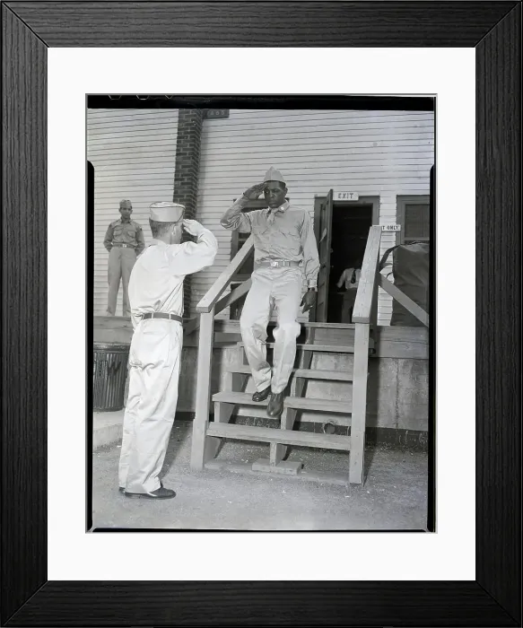 Framed Print : Willie Mays Saluting Officer In Uniform Framed Print : Willie Mays Saluting Officer In Uniform