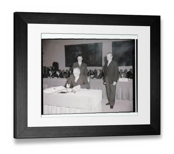 Framed Print : Dean Acheson Signing a Treaty Framed Print : Dean Acheson Signing a Treaty