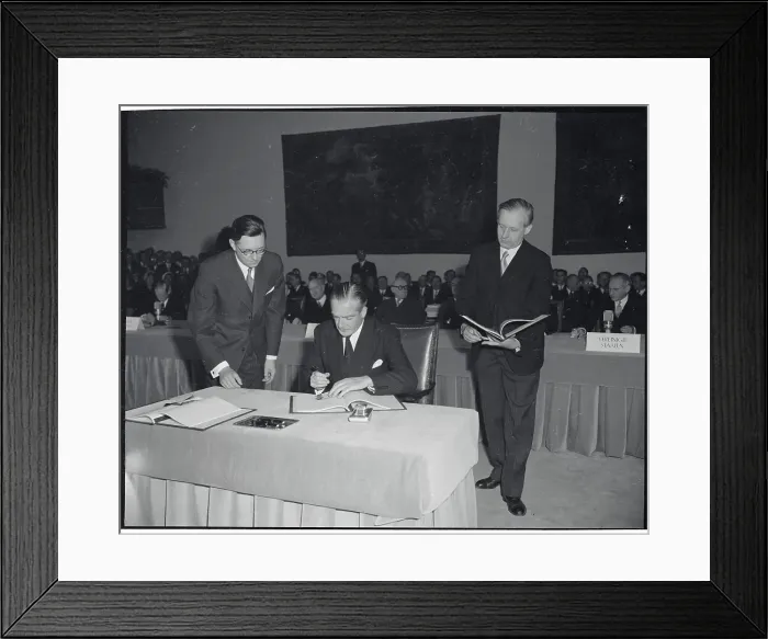 Framed Print : Anthony Eden Signing a Treaty Framed Print : Anthony Eden Signing a Treaty
