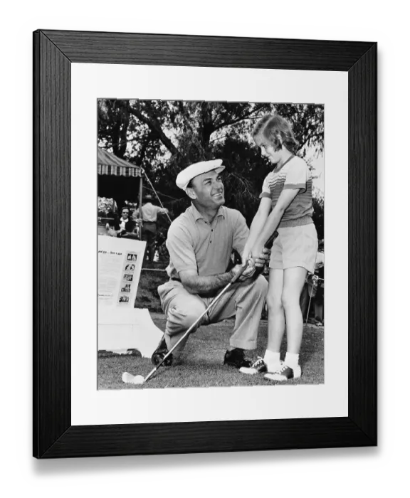 Framed Print : Ben Hogan Showing Girl Golf Swing Framed Print : Ben Hogan Showing Girl Golf Swing