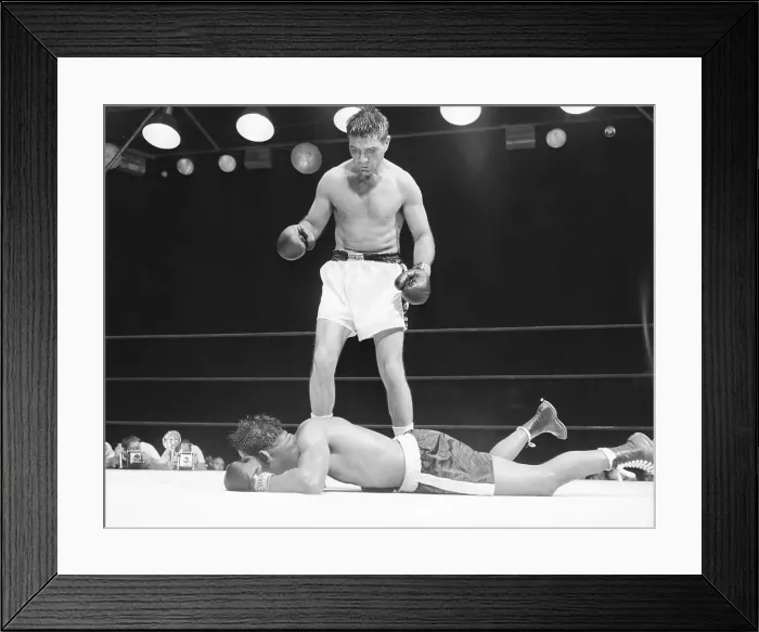Framed Print : Ray Robinson Lying Before Joey Maxim Framed Print : Ray Robinson Lying Before Joey Maxim