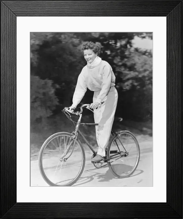 Framed Print : Katharine Hepburn on Bicycle Framed Print : Katharine Hepburn on Bicycle