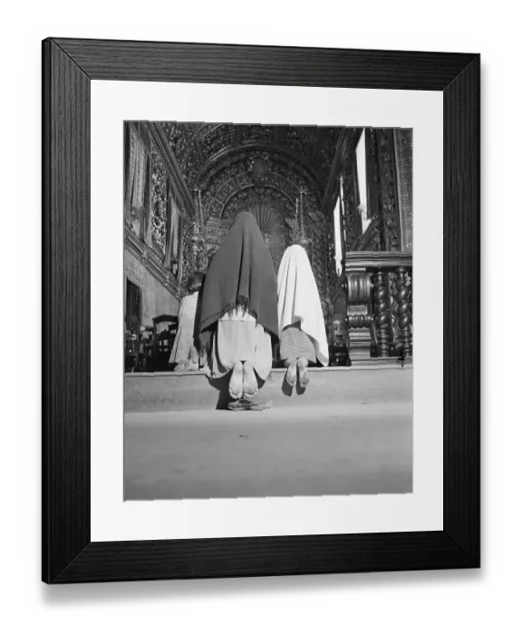 Framed Print : Mother With Children Praying In Church Framed Print : Mother With Children Praying In Church