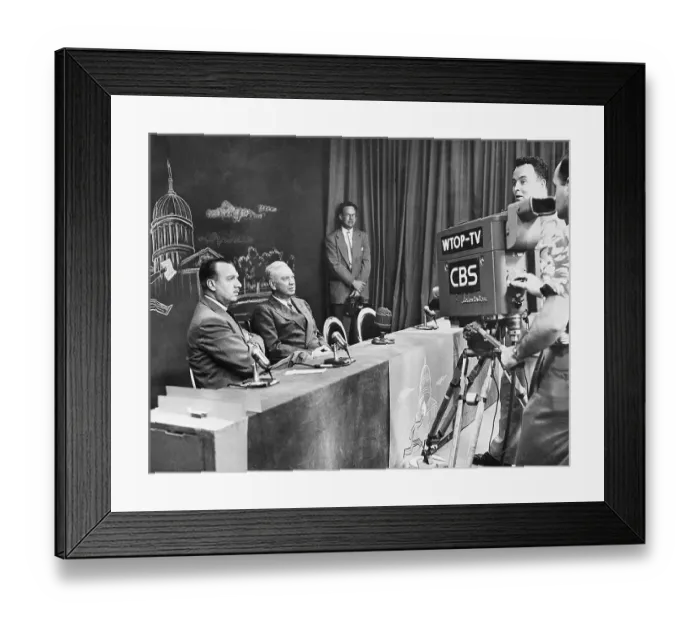 Framed Print : Walter Cronkite with Senator at News School Framed Print : Walter Cronkite with Senator at News School