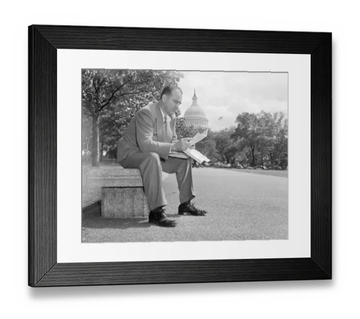 Framed Print : Joseph McCarthy Sitting on Bench Framed Print : Joseph McCarthy Sitting on Bench