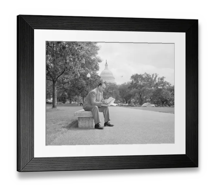 Framed Print : Joseph McCarthy Sitting on Bench Framed Print : Joseph McCarthy Sitting on Bench