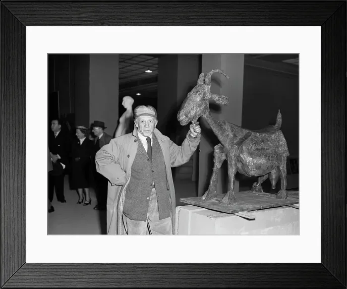 Framed Print : Pablo Picasso Displays Newest Creation Framed Print : Pablo Picasso Displays Newest Creation