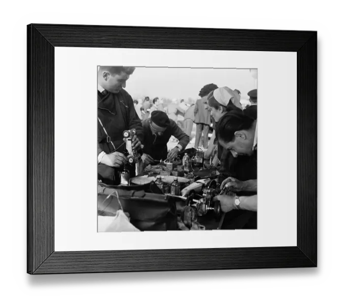 Framed Print : Contestants Putting Finishing Touches on Models Framed Print : Contestants Putting Finishing Touches on Models