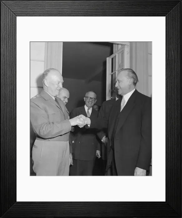 Framed Print : Dwight Eisenhower Shaking Hands with Konrad Adenauer Framed Print : Dwight Eisenhower Shaking Hands with Konrad Adenauer