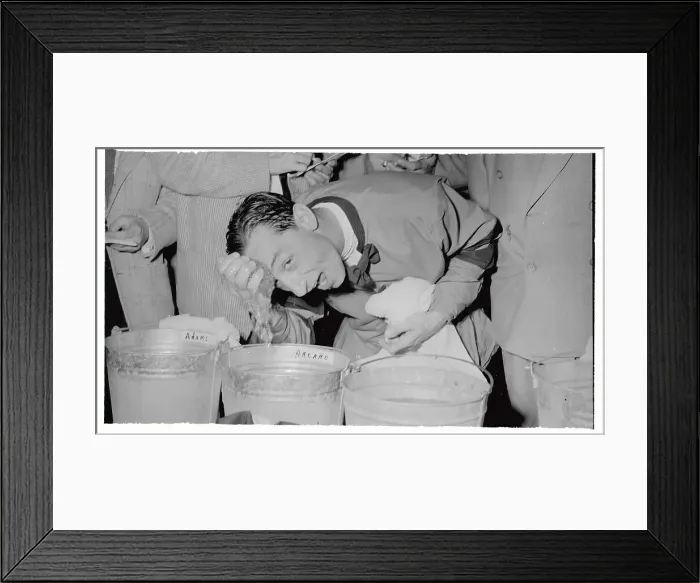 Framed Print : Eddie Arcaro Washing Forehead Framed Print : Eddie Arcaro Washing Forehead