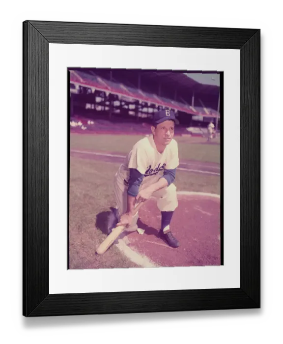Framed Print : Andy Pafko Kneeling with Baseball Bat Framed Print : Andy Pafko Kneeling with Baseball Bat