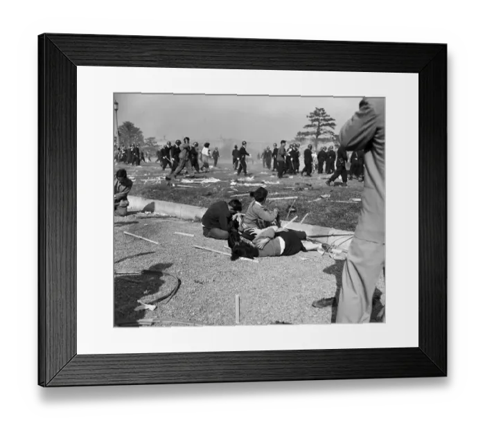 Framed Print : Injured Japanese After May Day Riots 1952