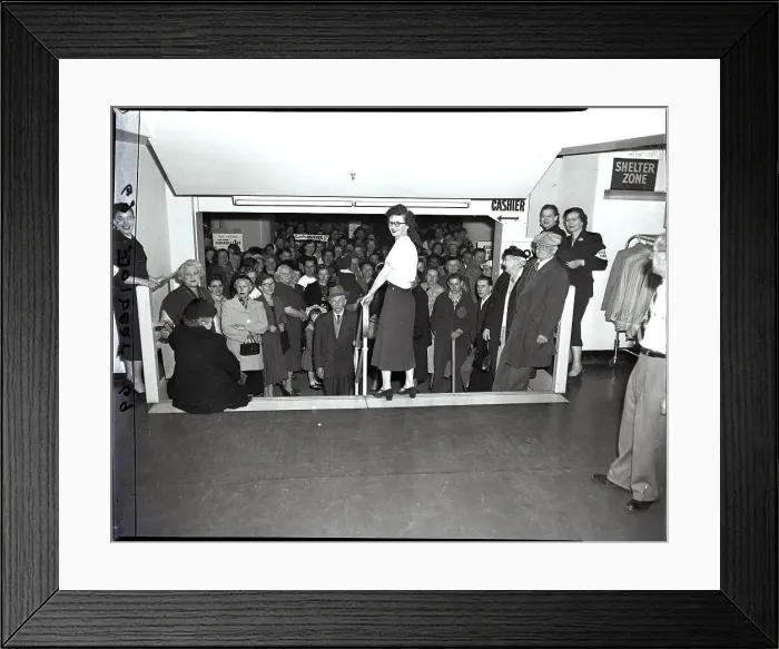 Framed Print : People On Their Way To Bomb Shelter Framed Print : People On Their Way To Bomb Shelter