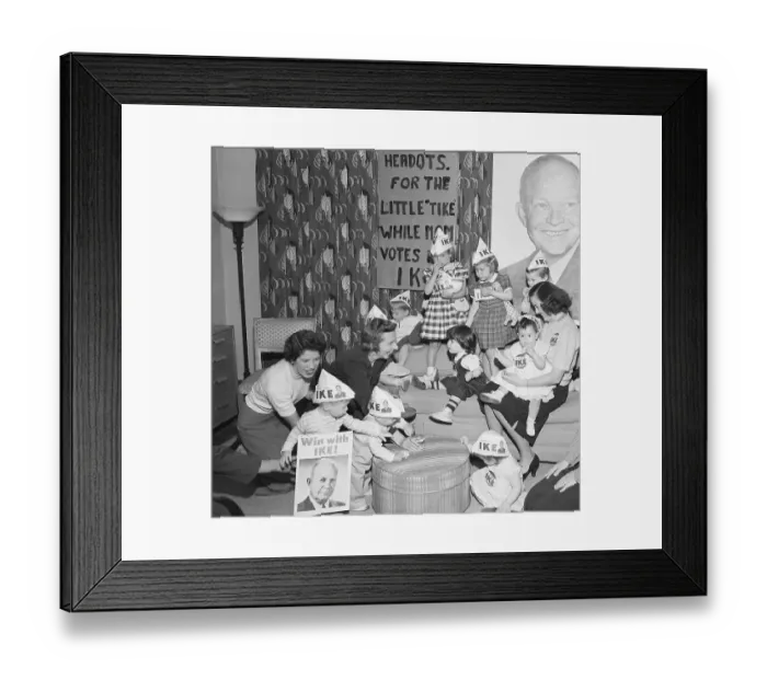 Framed Print : Women and Children Wearing Ike Hats Framed Print : Women and Children Wearing Ike Hats