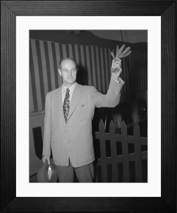 Framed Print : George Kennan Waving with Glove in Hand Framed Print : George Kennan Waving with Glove in Hand