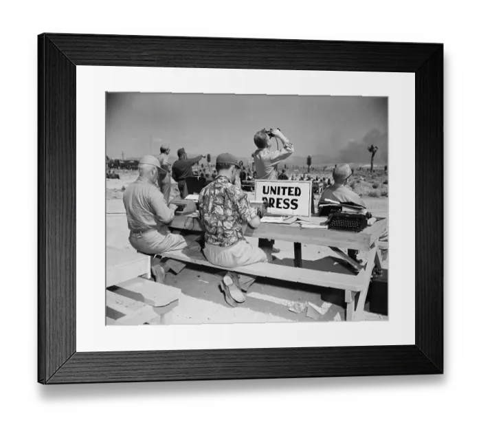Framed Print : Upi Correspondents At Yucca Flats, Typing Framed Print : Upi Correspondents At Yucca Flats, Typing
